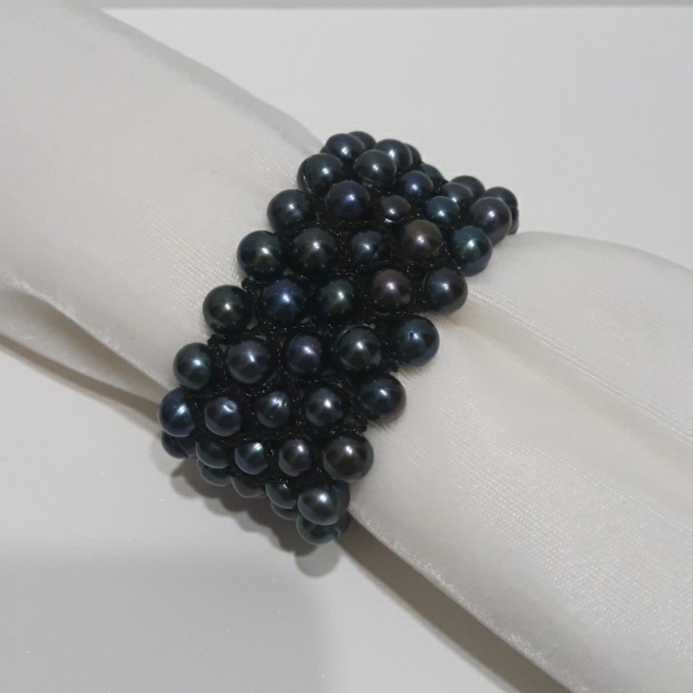 Genuine Black Pearl Cuff Bracelet
